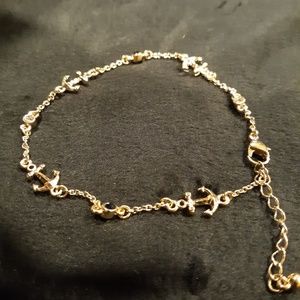 Gold costume jewelry braclet / anklet with anchors